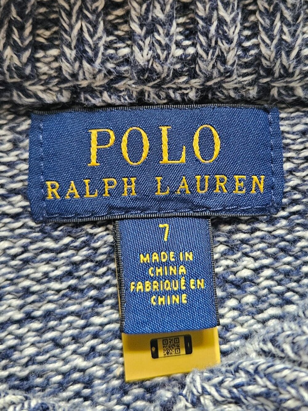 Polo Ralph Lauren Boys Size 7 Button Collar Sweater Navy Blue Striped Knit 7 - Picture 6 of 7
